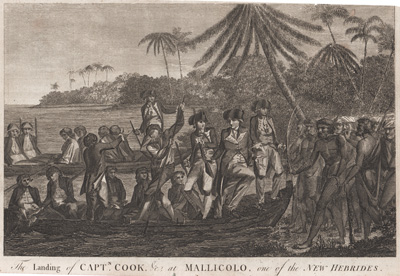 The Landing of Capt Cook &c at Mallicolo, one of the New Hebrides